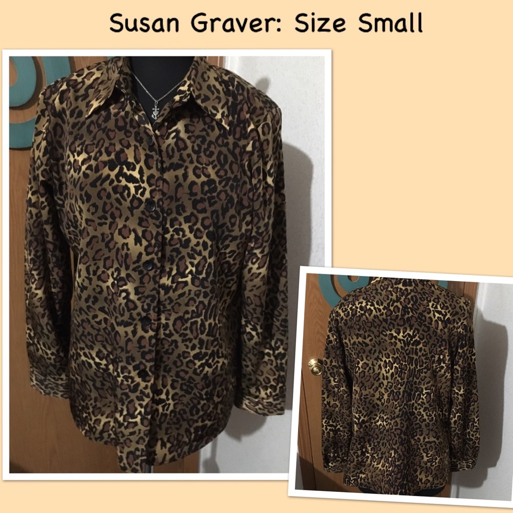 Susan Graver Leopard Print Blouse size small !🌹